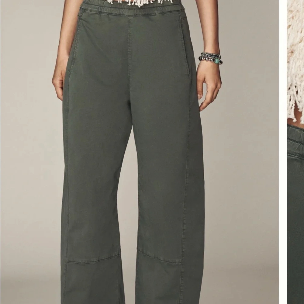 Pilcro Izzie relaxed Green Wide-Leg barrel Pants - Picture 2 of 6